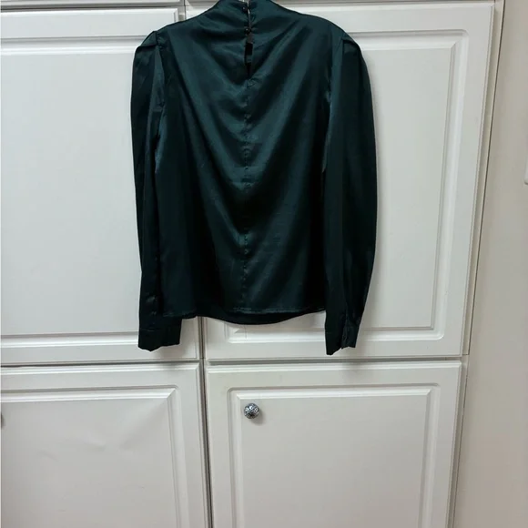 SHEIN Dark Green Satin Blouse - Picture 3 of 3